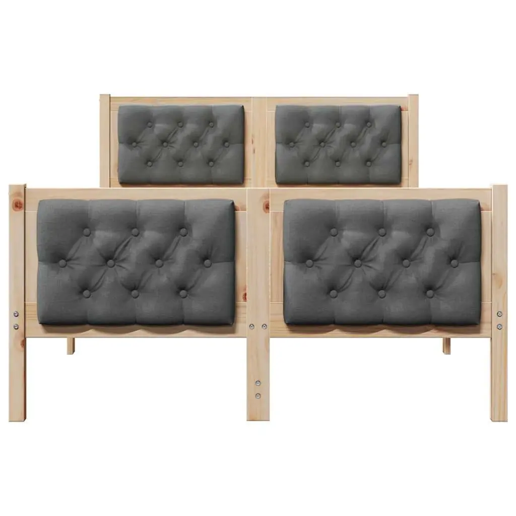 Bed Frame with Headboard Grey 135 x 190 cm Solid Pine Wood Slatted Support