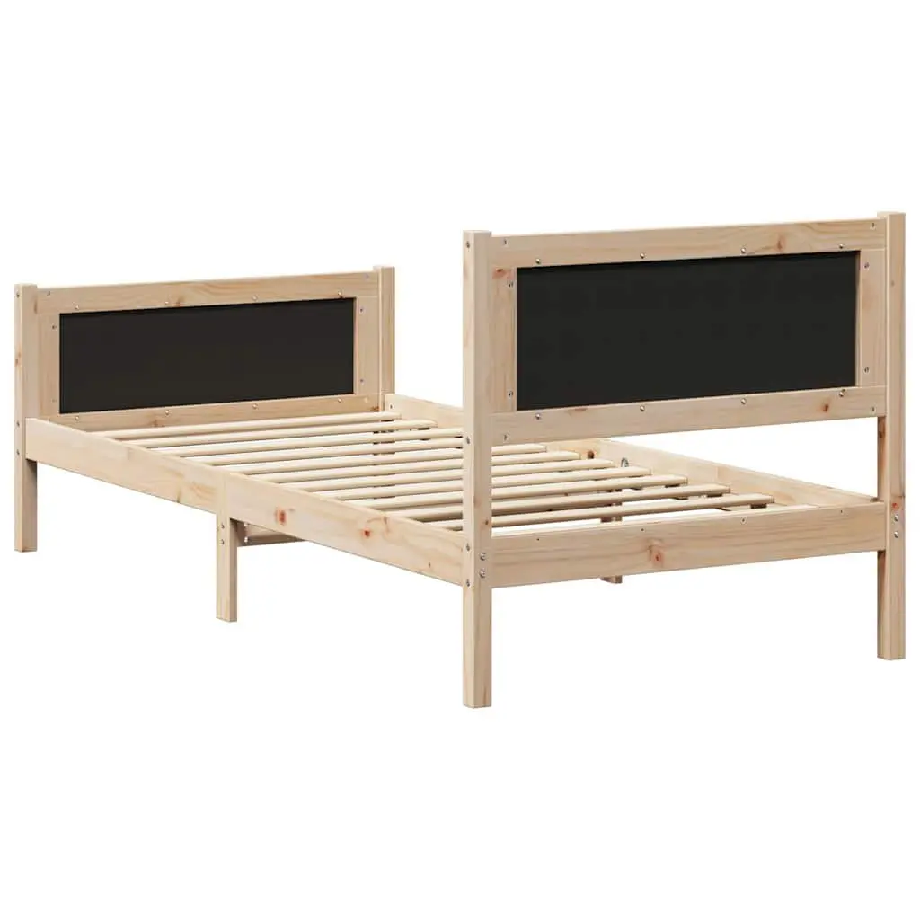 Bed Frame with Headboard 90 x 190 cm Solid Pine Wood Slatted Base Modern Design