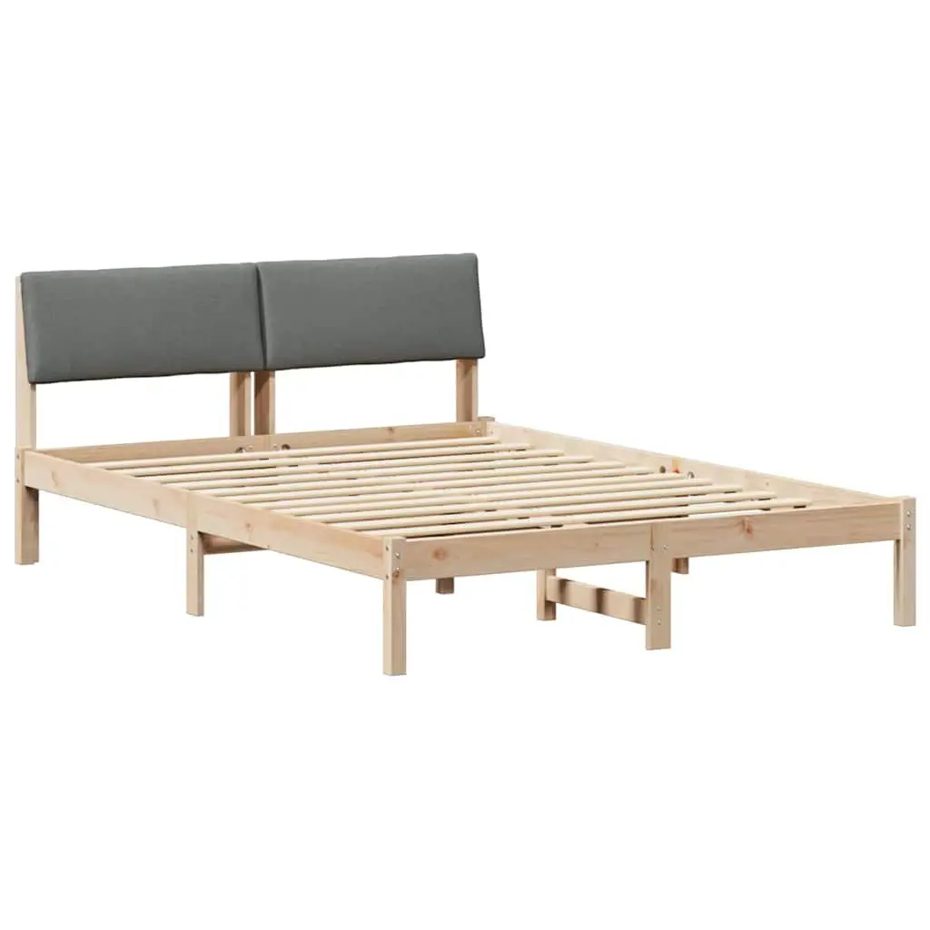 Bed Frame 135 x 190 cm Modern Platform Bedside Furniture Solid Pine Wood Brown