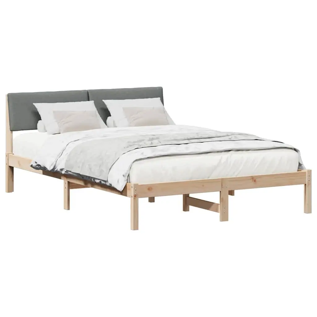 Bed Frame 135 x 190 cm Modern Platform Bedside Furniture Solid Pine Wood Brown