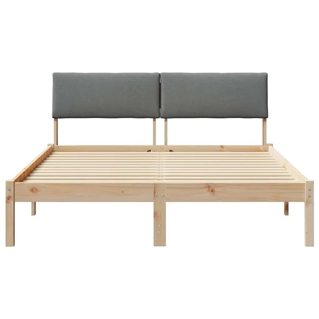Bed Frame 135 x 190 cm Modern Platform Bedside Furniture Solid Pine Wood Brown