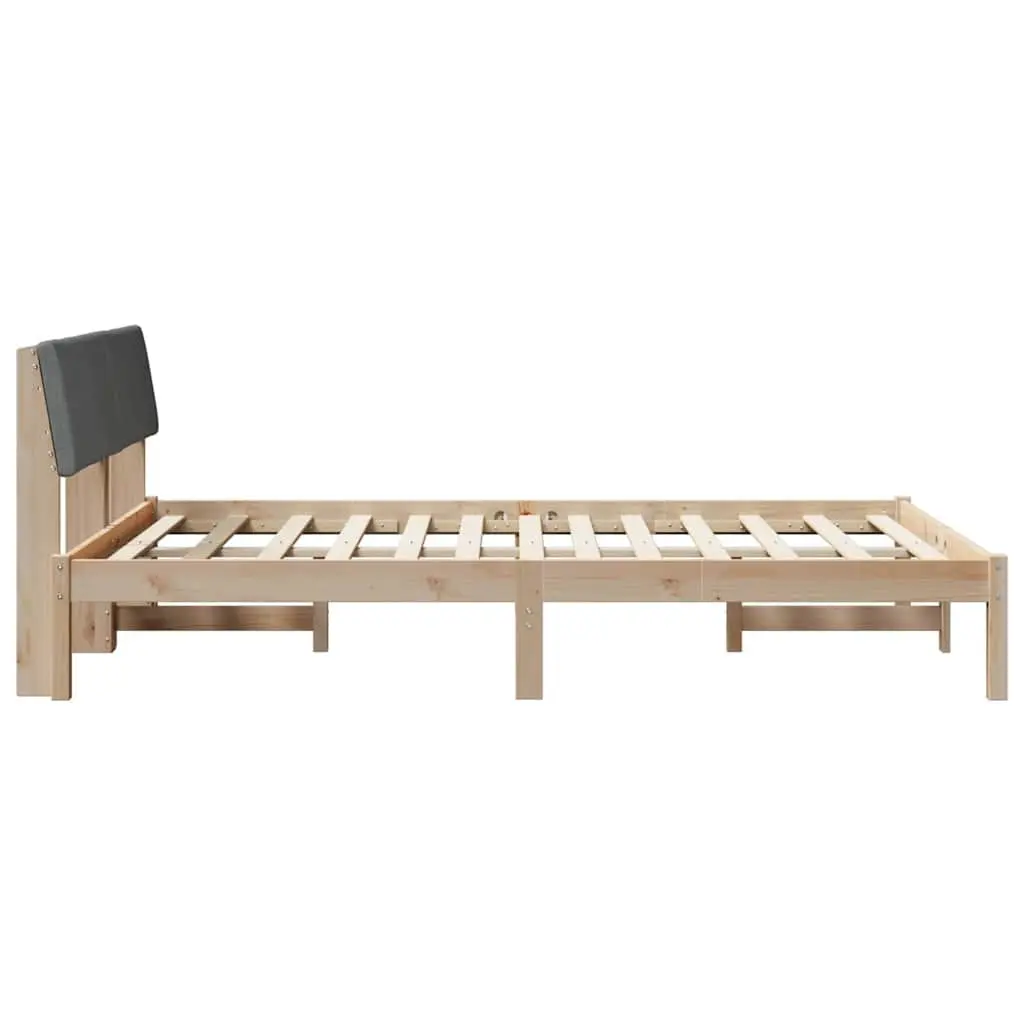 Bed Frame 135 x 190 cm Modern Platform Bedside Furniture Solid Pine Wood Brown