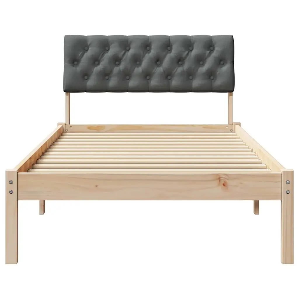 Pine Wood Platform Bed Frame Brown and Dark Grey with Wall-Mounted Headboard 90x190cm