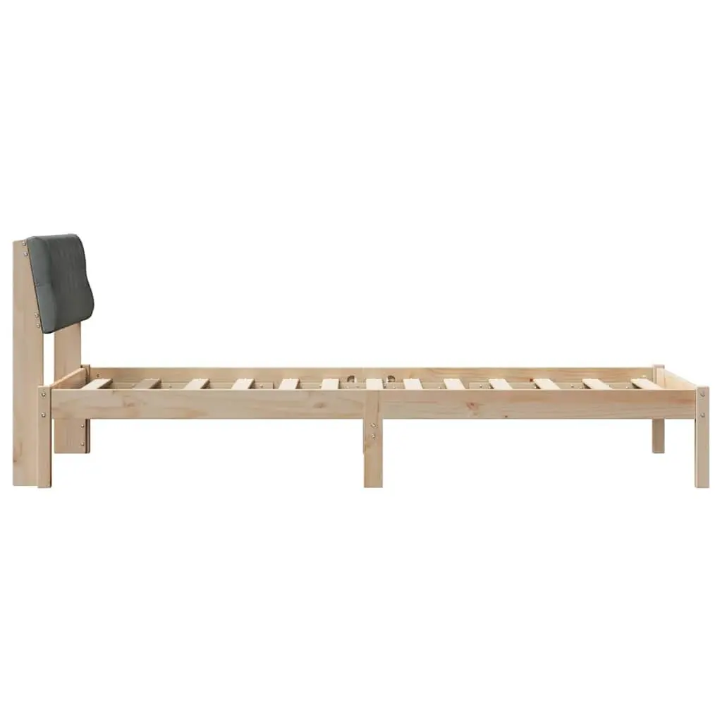 Pine Wood Platform Bed Frame Brown and Dark Grey with Wall-Mounted Headboard 90x190cm