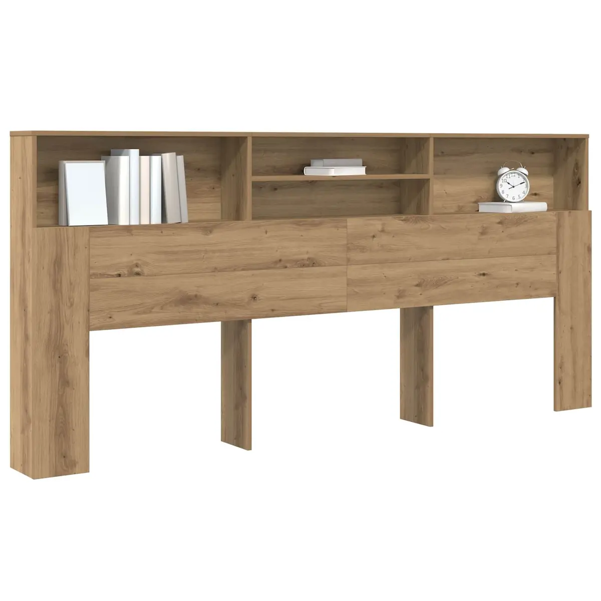 Bedroom Storage Headboard Cabinet Wall-Mounted with Shelves Engineered Wood Brown