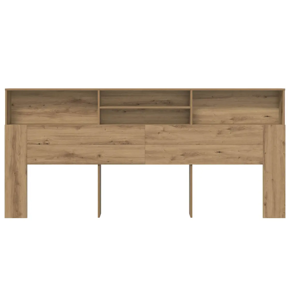 Bedroom Storage Headboard Cabinet Wall-Mounted with Shelves Engineered Wood Brown