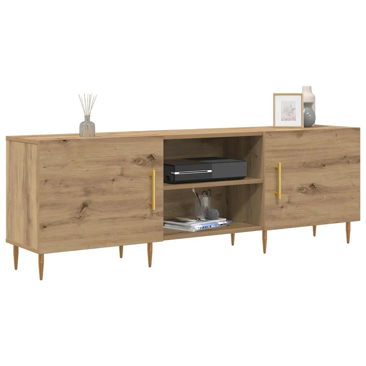 TV Stand Modern 150cm Rectangular Brown Engineered Wood Storage Unit