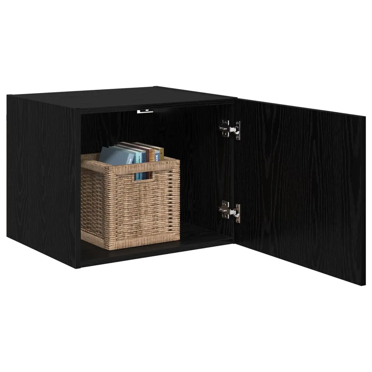 Wall Cabinet Rustic Wooden Black Oak Storage Furniture 50 x 42.5 x 40 cm