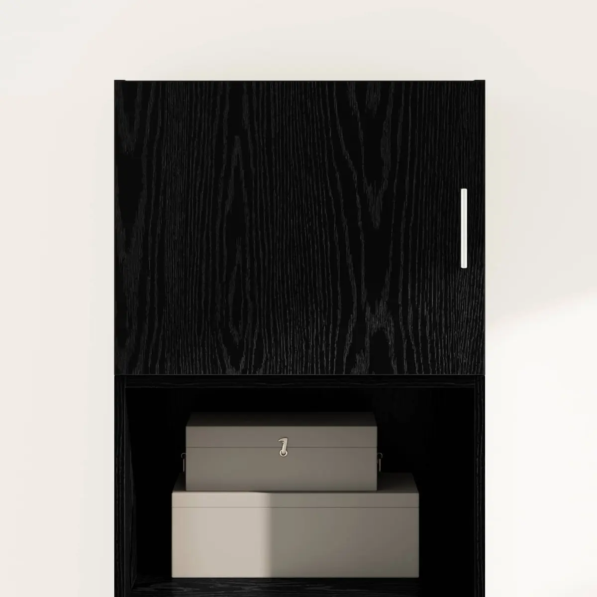 Wall Cabinet Rustic Wooden Black Oak Storage Furniture 50 x 42.5 x 40 cm