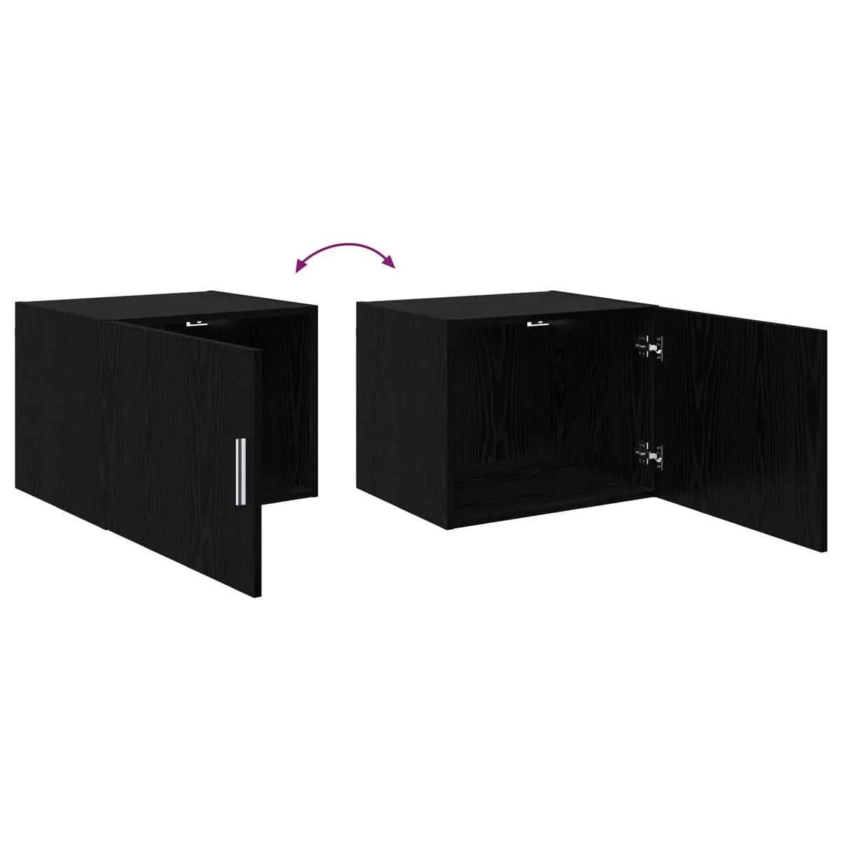 Wall Cabinet Rustic Wooden Black Oak Storage Furniture 50 x 42.5 x 40 cm