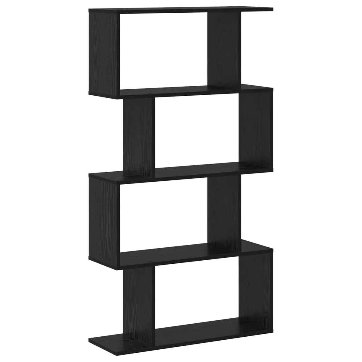 Book Cabinet Black Oak Storage Shelves Modern Engineered Wood Freestanding Unit