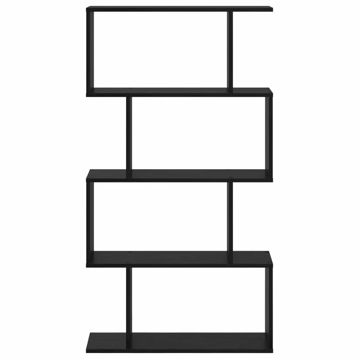 Book Cabinet Black Oak Storage Shelves Modern Engineered Wood Freestanding Unit