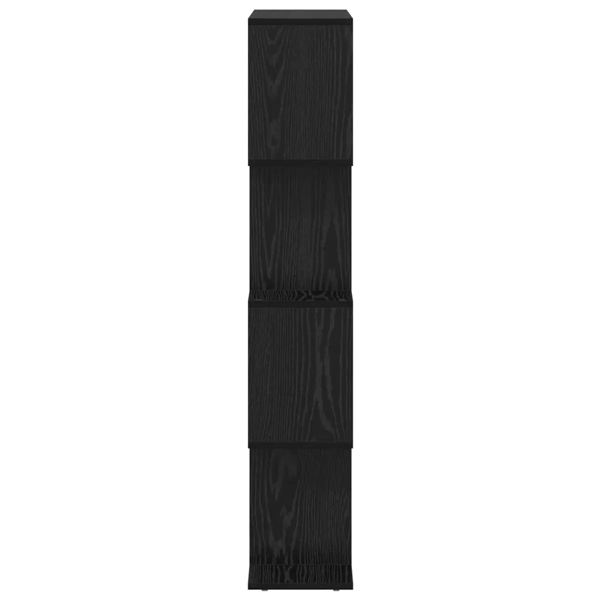 Book Cabinet Black Oak Storage Shelves Modern Engineered Wood Freestanding Unit