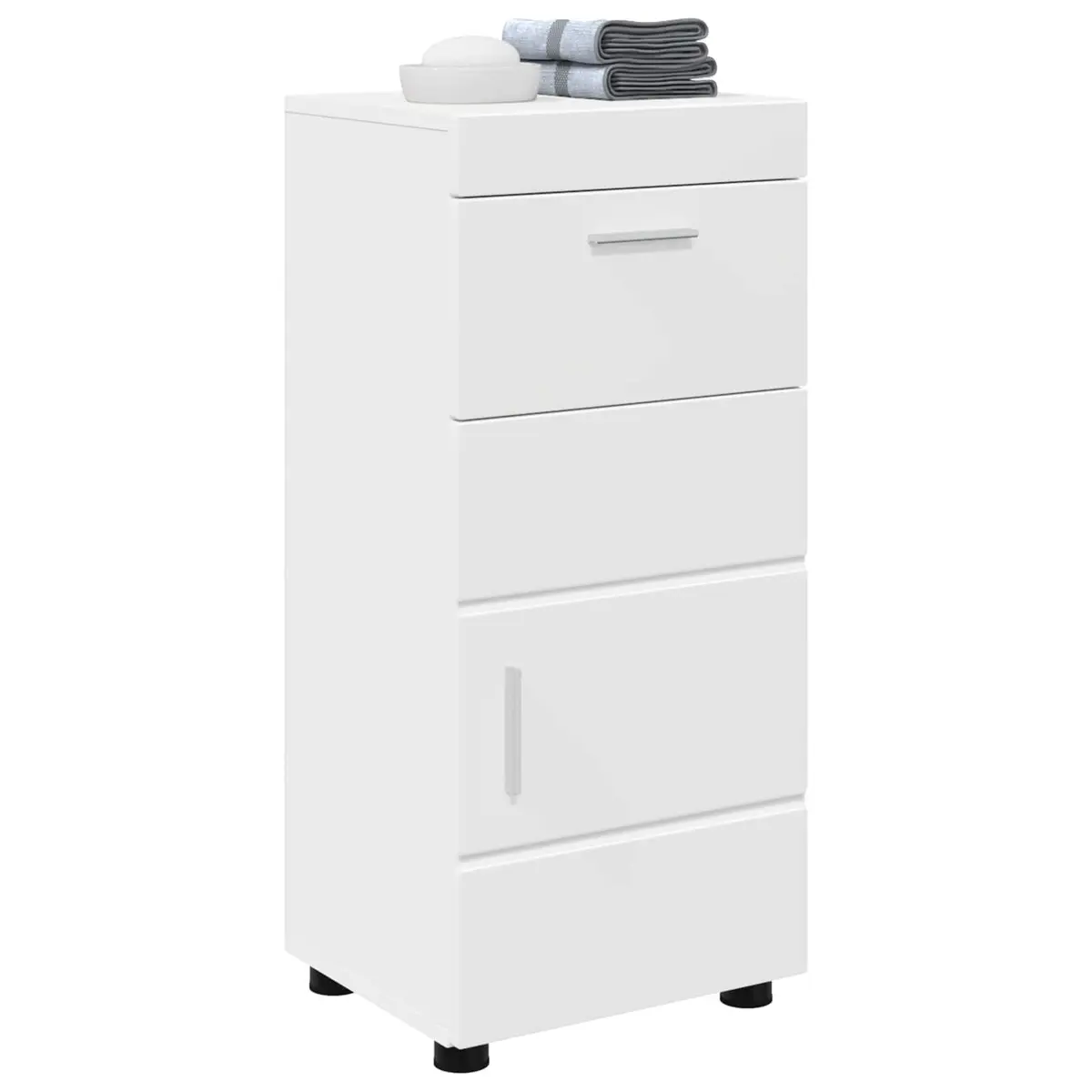 Bathroom Vanity Unit White Modern Matte with Drawer Storage 37 x 31.5 x 82 cm