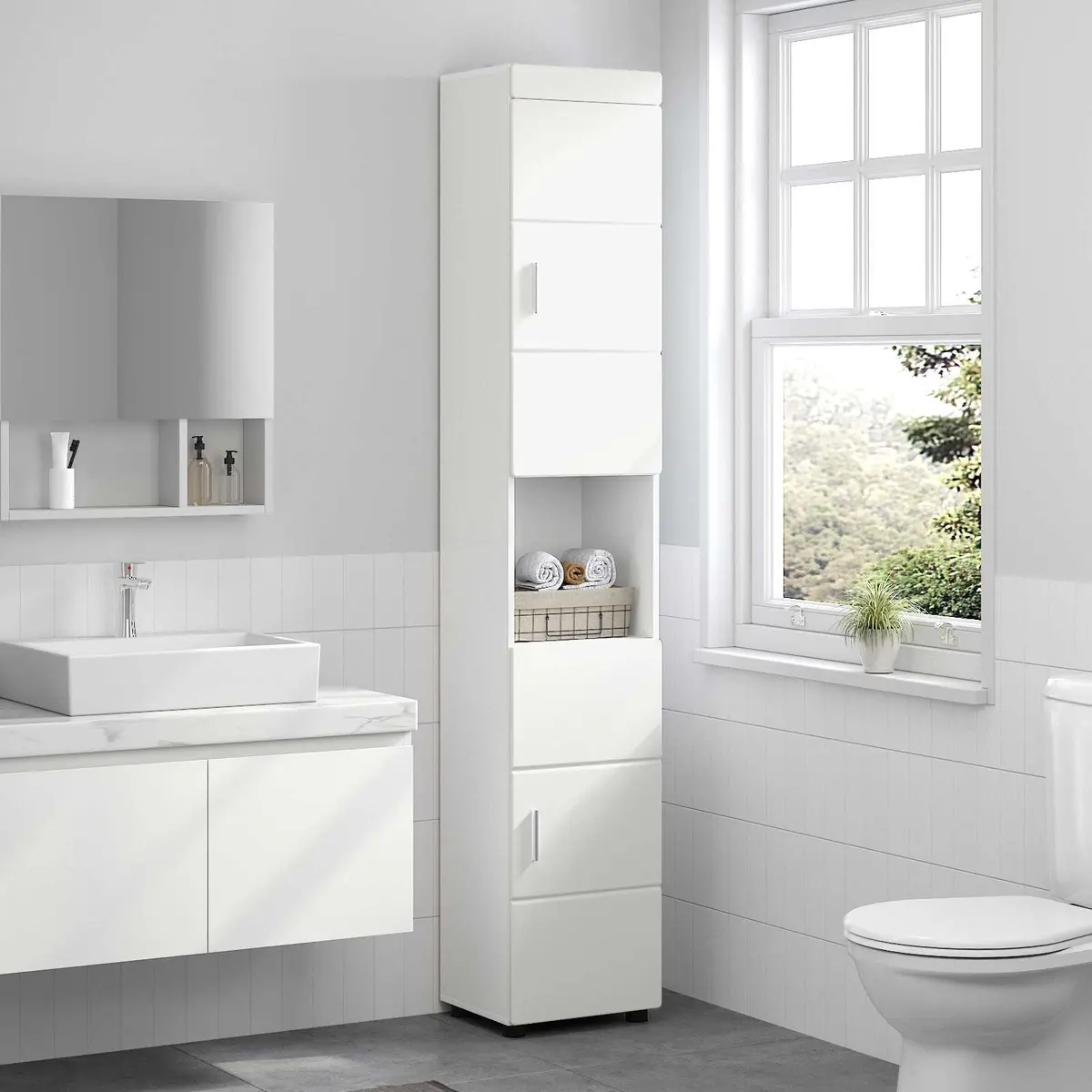 Bathroom Vanity Cabinet Set Matte White Storage Unit