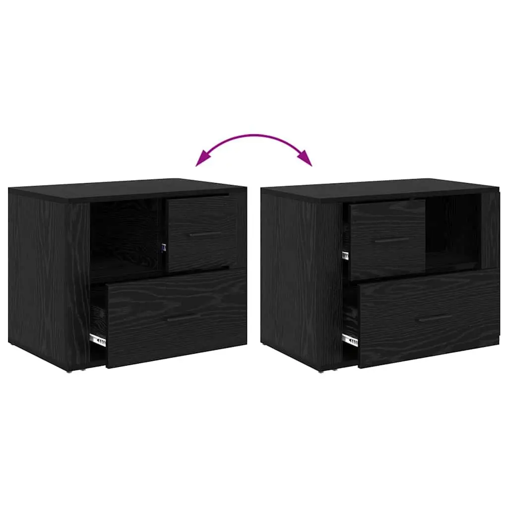 Bedside Cabinet Black Oak Engineered Wood 35 x 60 x 50 cm