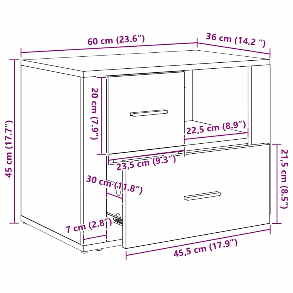 Bedside Cabinet Black Oak Engineered Wood 35 x 60 x 50 cm