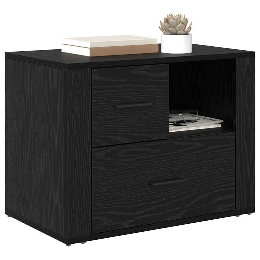 Bedside Cabinet Black Oak Engineered Wood 35 x 60 x 50 cm