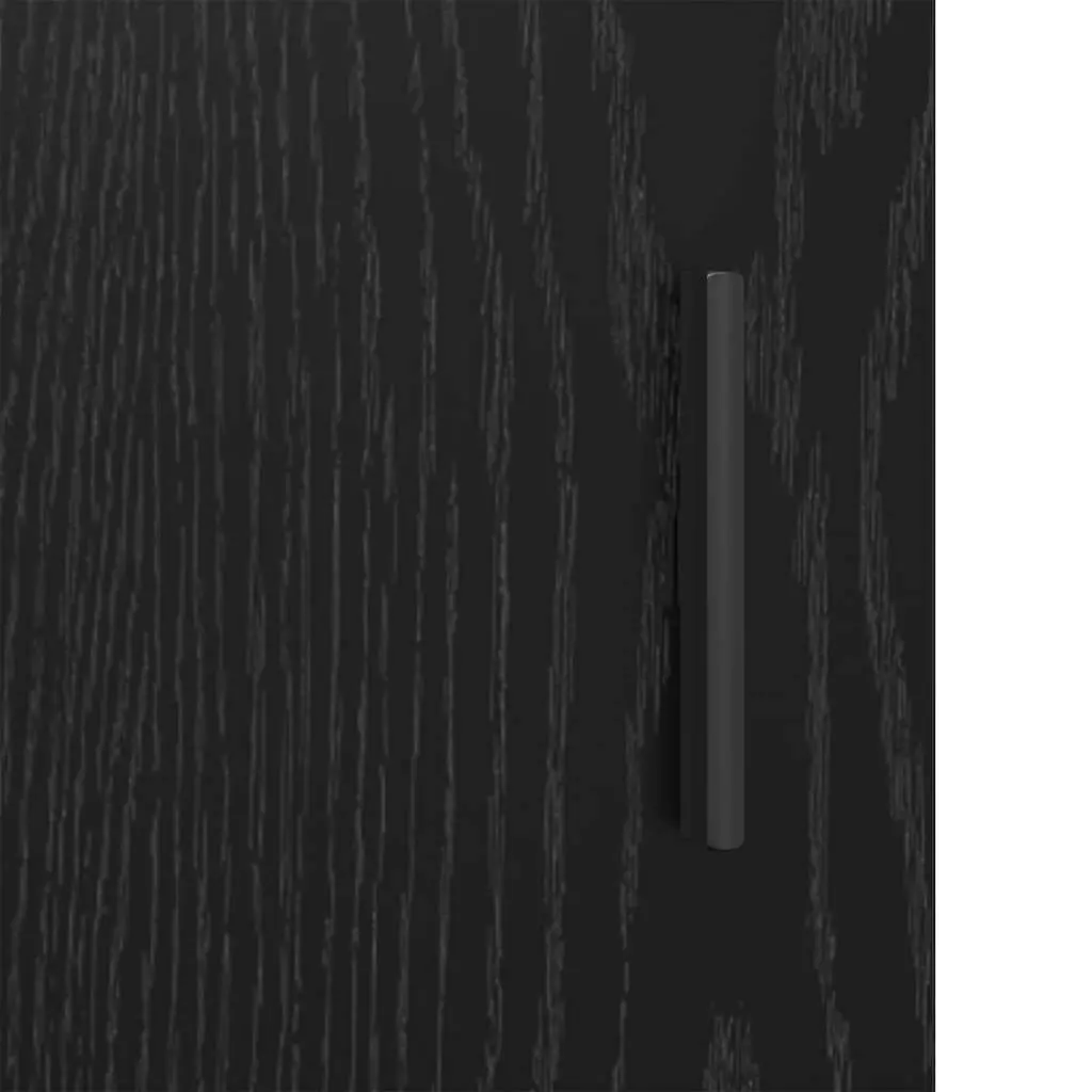 Black Oak Sideboard with Storage Shelves Flush Doors Modern Living Room
