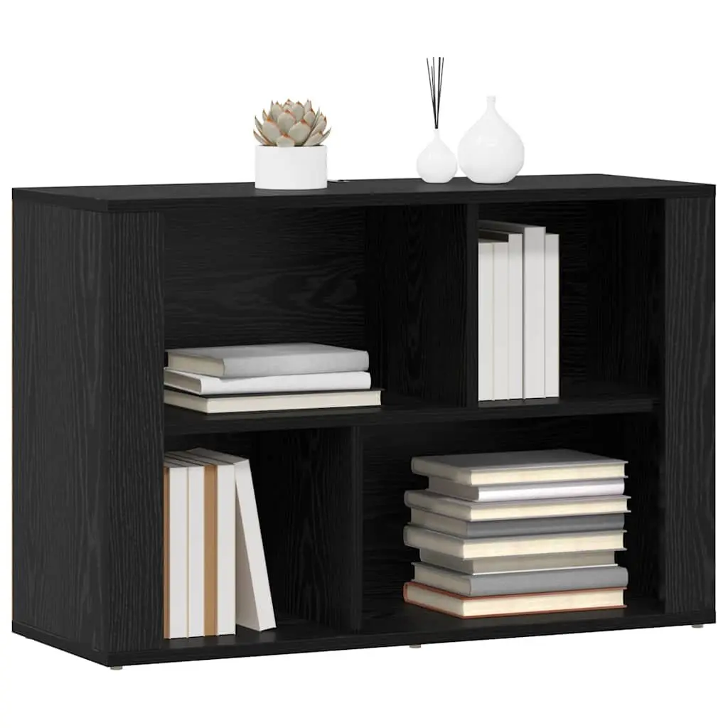 Sideboard Black Oak Engineered Wood Storage Cabinet 80 x 30 x 53 cm
