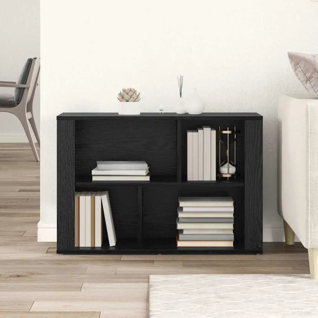 Sideboard Black Oak Engineered Wood Storage Cabinet 80 x 30 x 53 cm