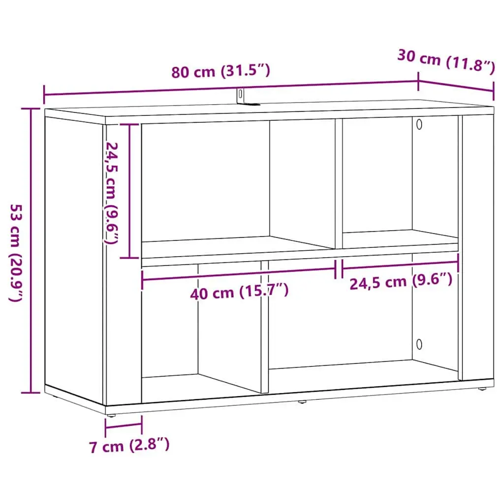 Sideboard Black Oak Engineered Wood Storage Cabinet 80 x 30 x 53 cm