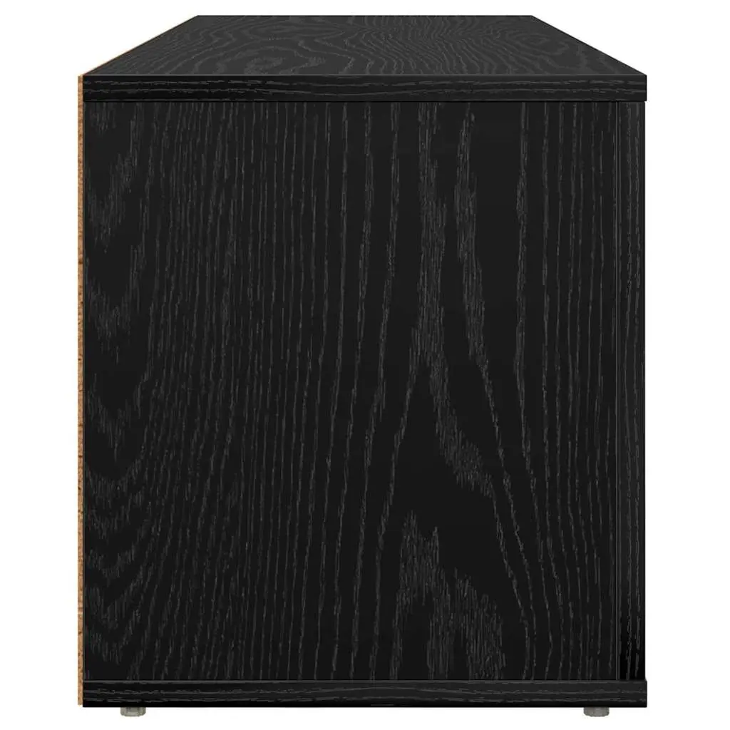 TV Cabinet Black Engineered Wood Living Room Storage Unit Rustic Modern Design