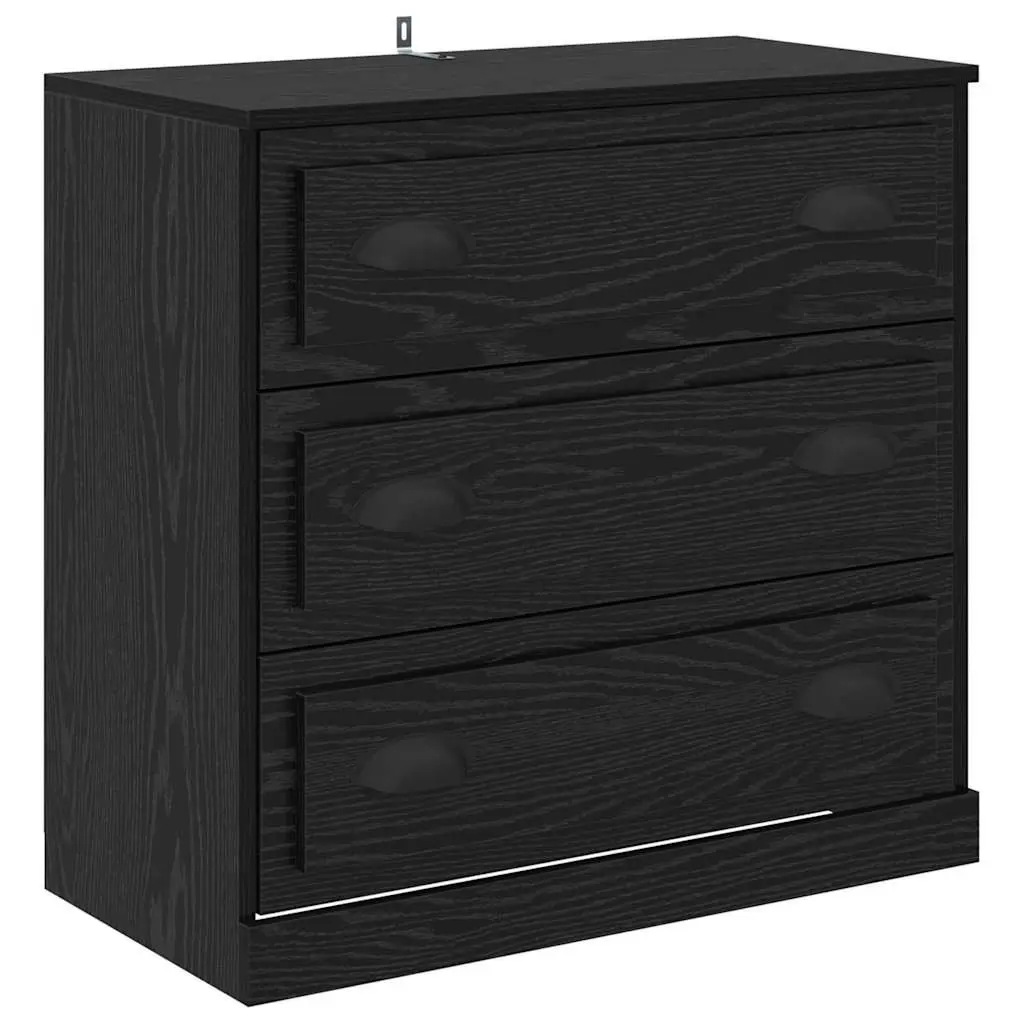 Sideboard Black Oak Rectangular 70cm Storage Cabinet Engineered Wood