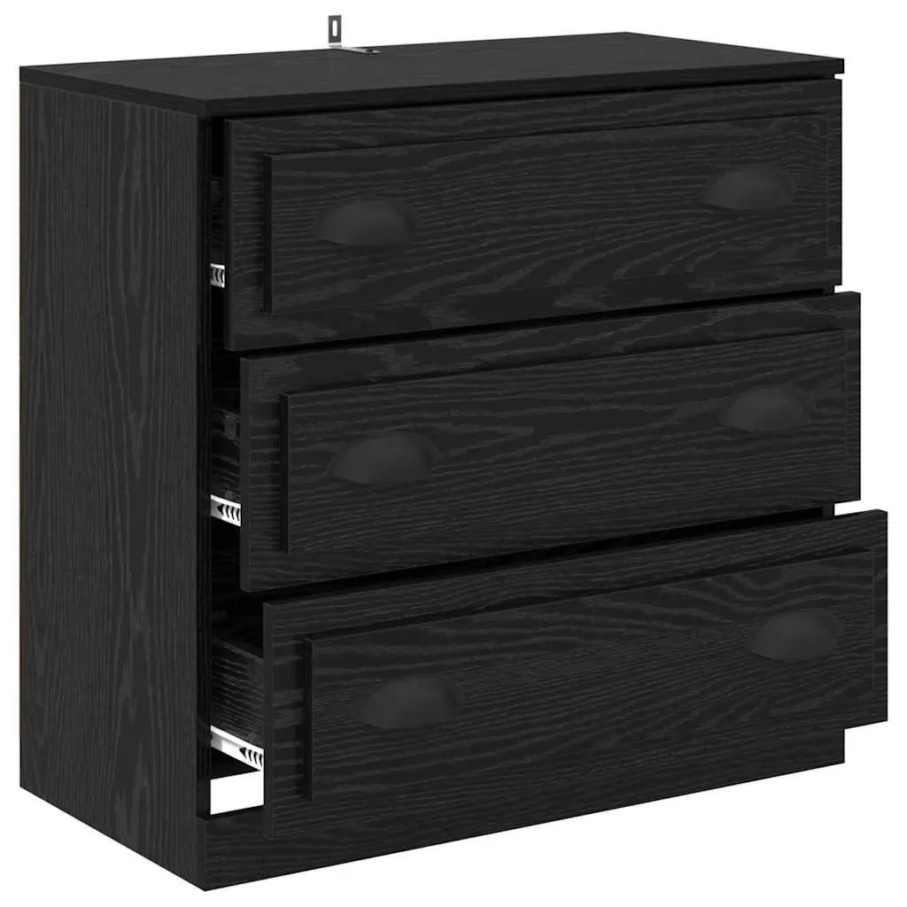 Sideboard Black Oak Rectangular 70cm Storage Cabinet Engineered Wood
