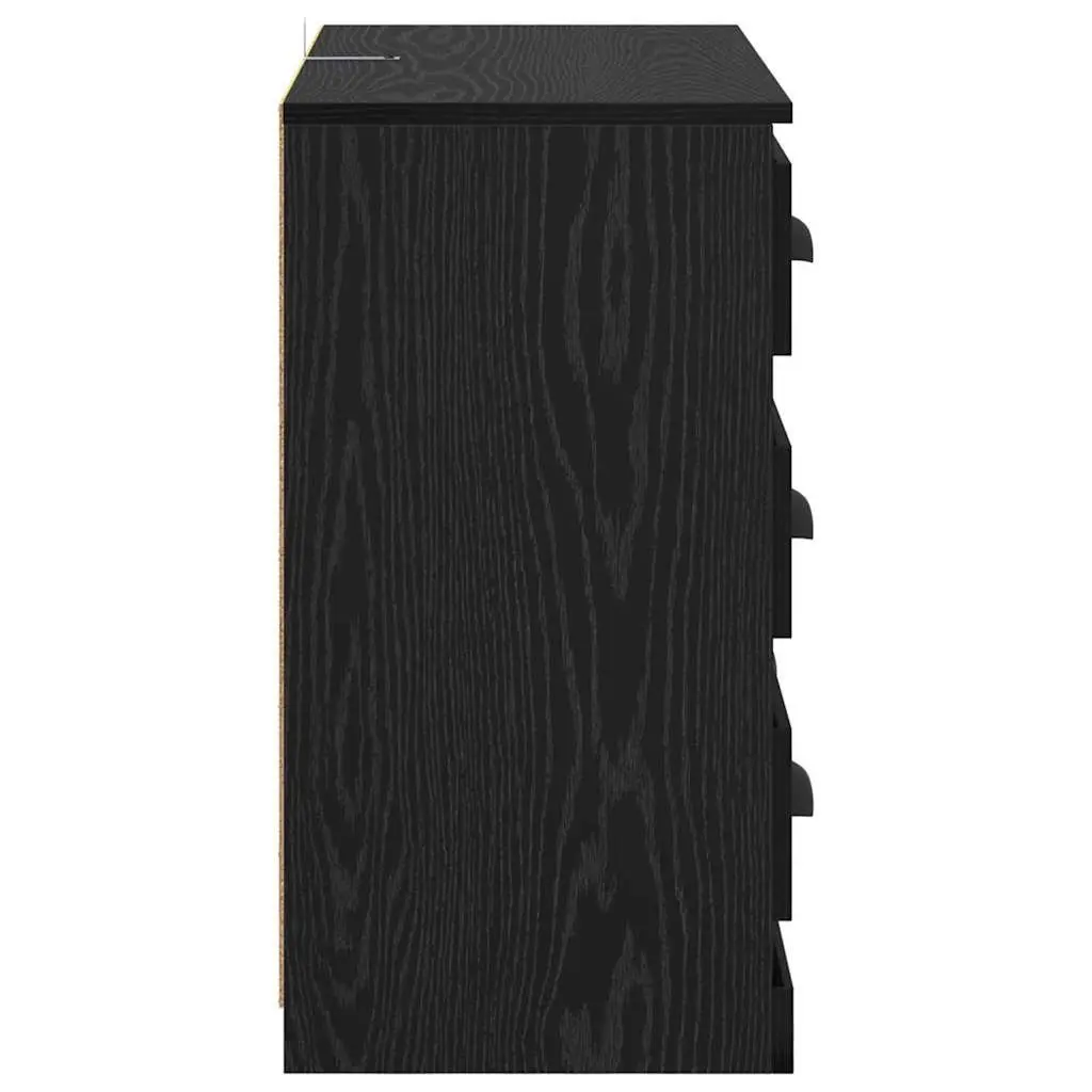 Sideboard Black Oak Rectangular 70cm Storage Cabinet Engineered Wood