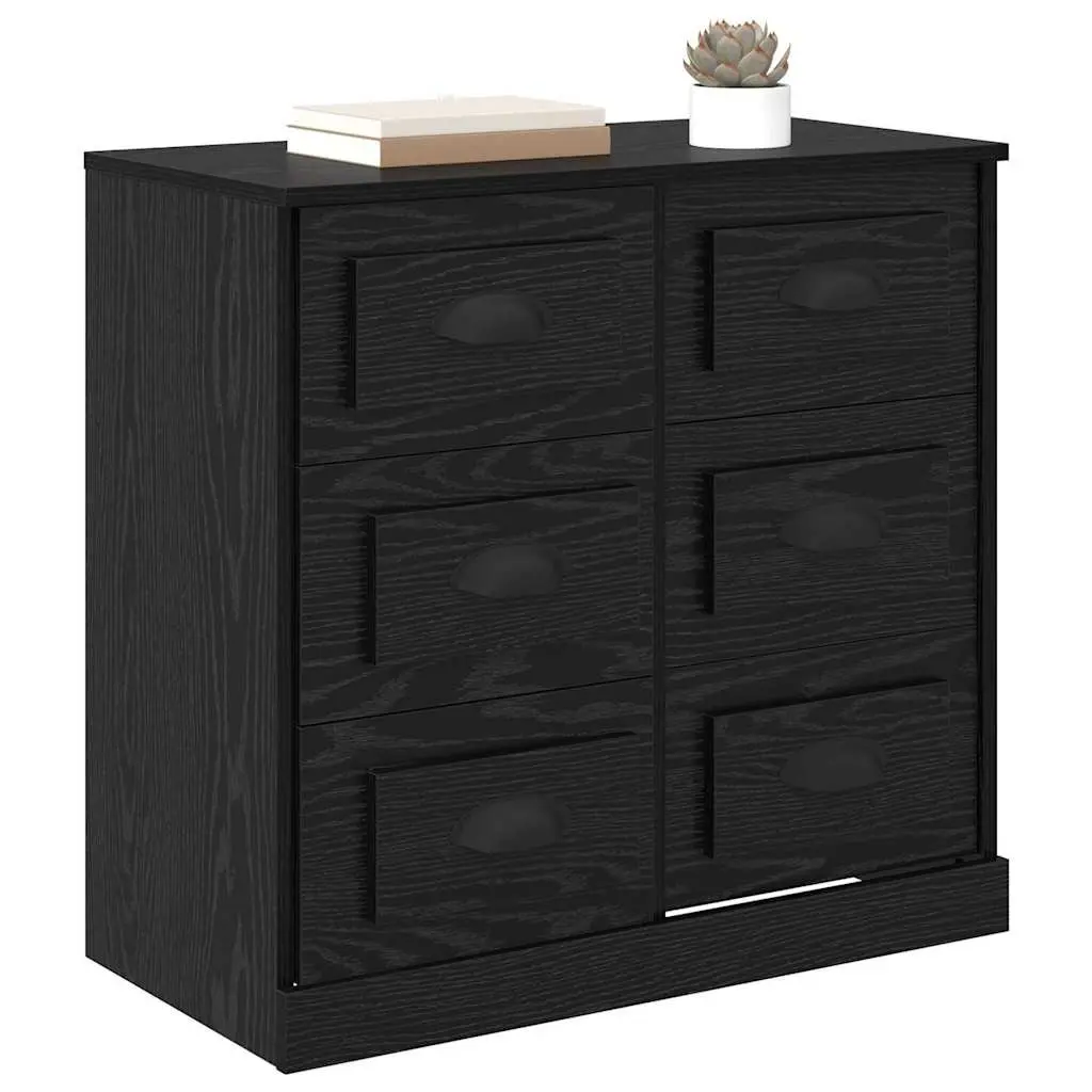 Sideboard Black Oak Engineered Wood 70cm Storage Cabinet