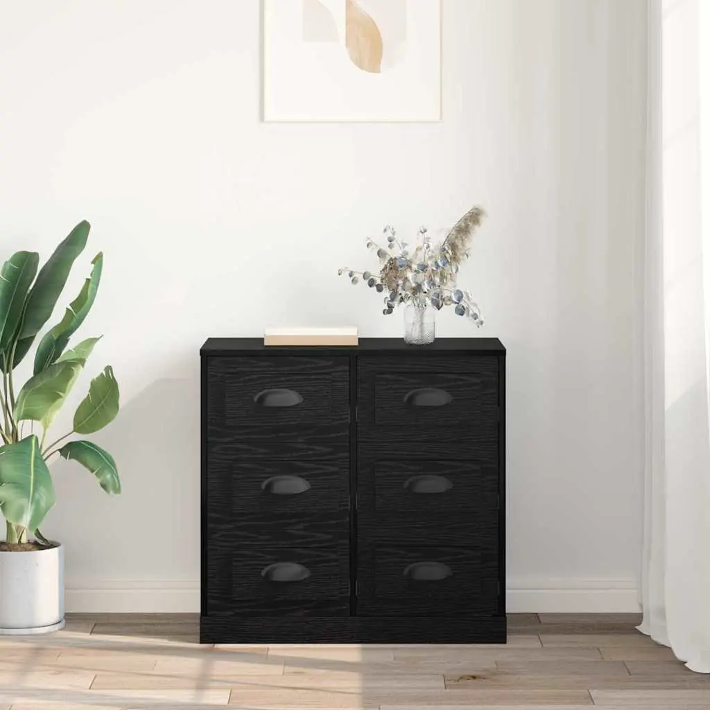 Sideboard Black Oak Engineered Wood 70cm Storage Cabinet