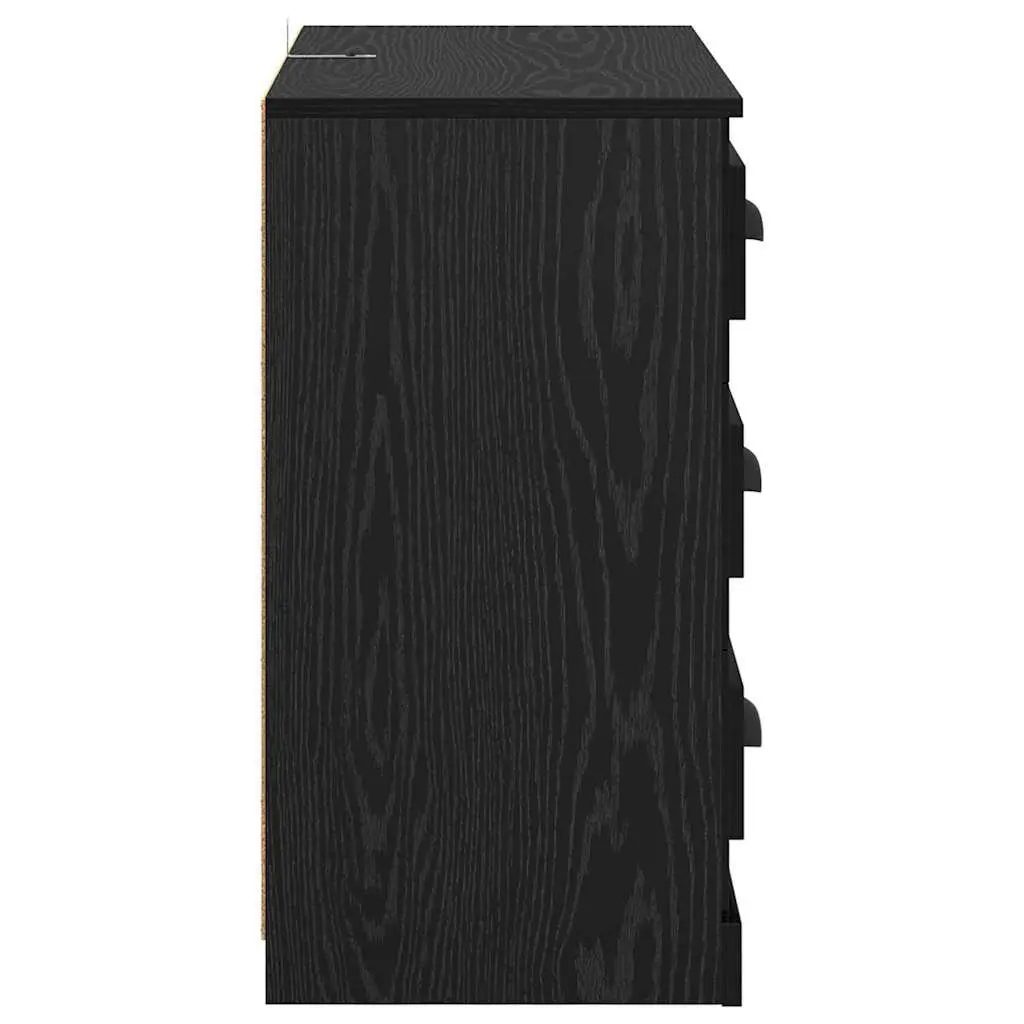 Sideboard Black Oak Engineered Wood 70cm Storage Cabinet