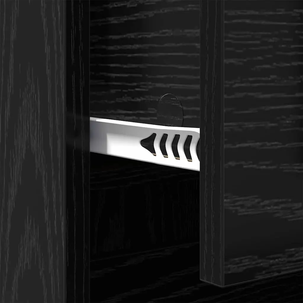 Sideboard Black Oak Engineered Wood 70cm Storage Cabinet