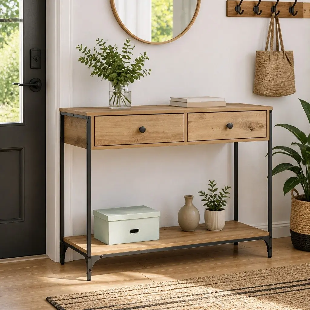 Console Table Industrial Style Brown 100 x 34.5 x 75 cm