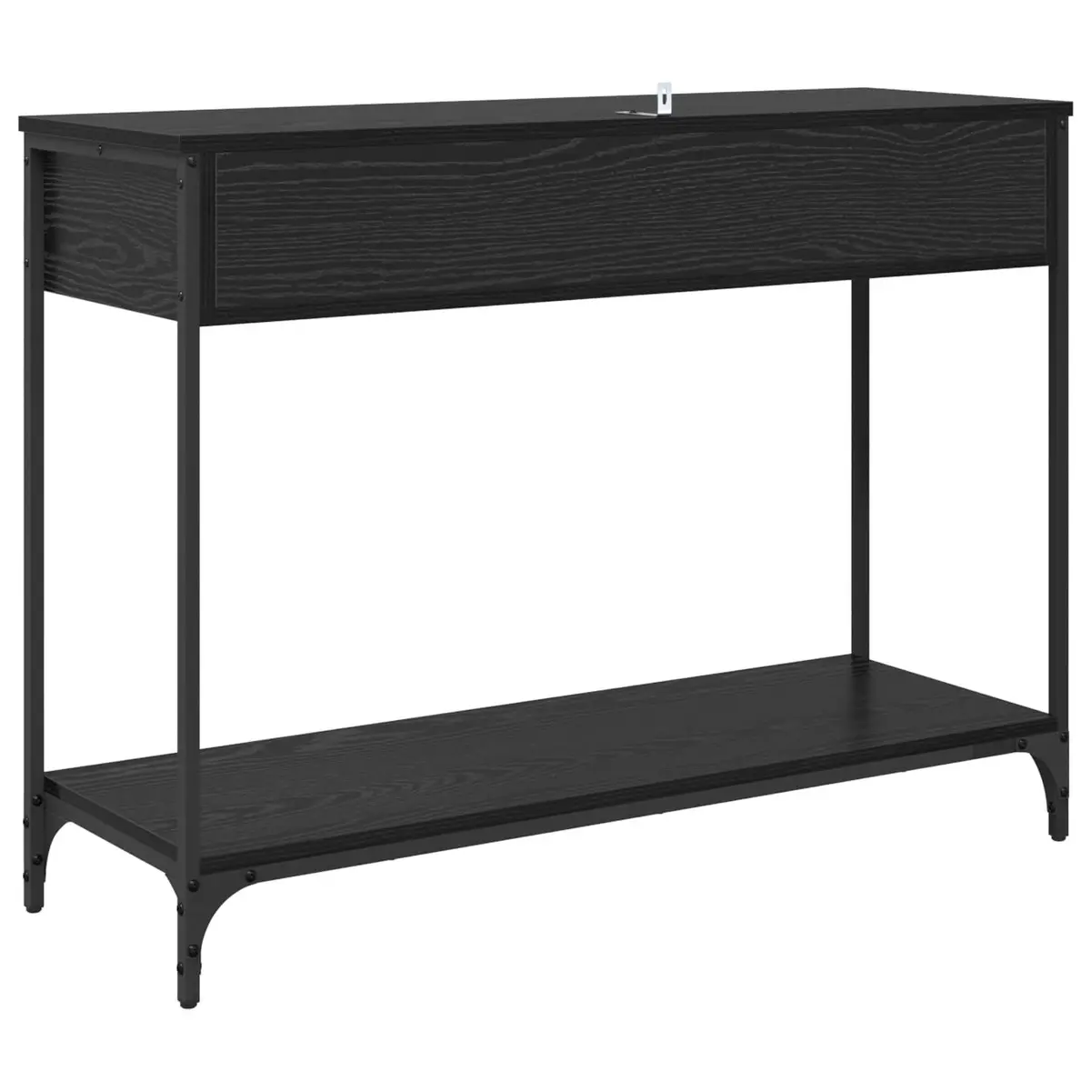 Console Table Black Oak 100x34.5x75cm Storage Shelves Drawers Industrial Design