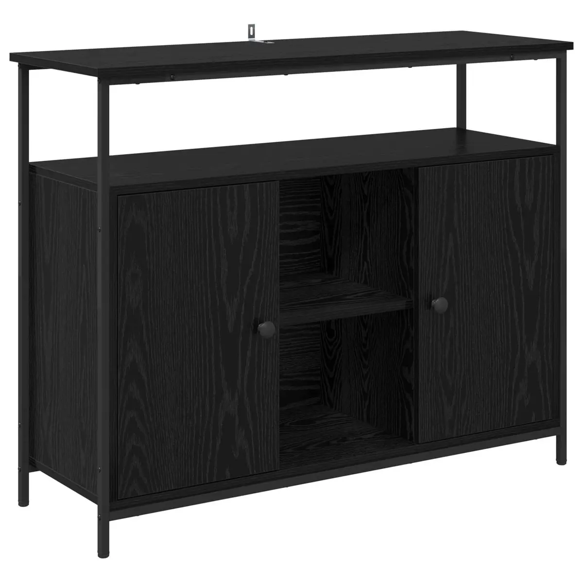 Sideboard Black Oak Modern Engineered Wood Storage Cabinet 100x35x80cm