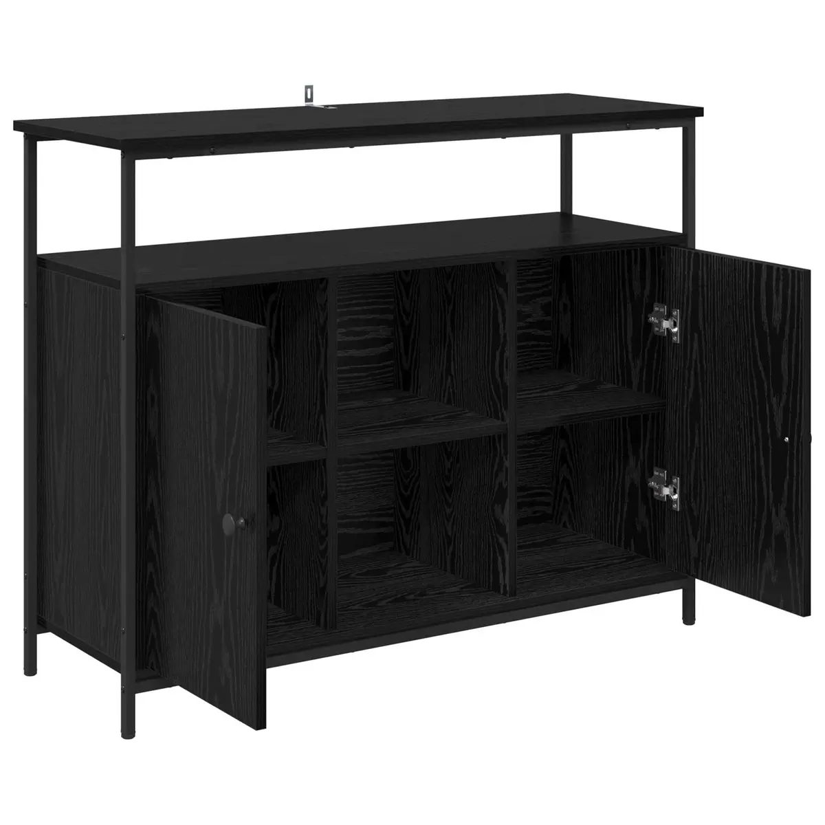 Sideboard Black Oak Modern Engineered Wood Storage Cabinet 100x35x80cm