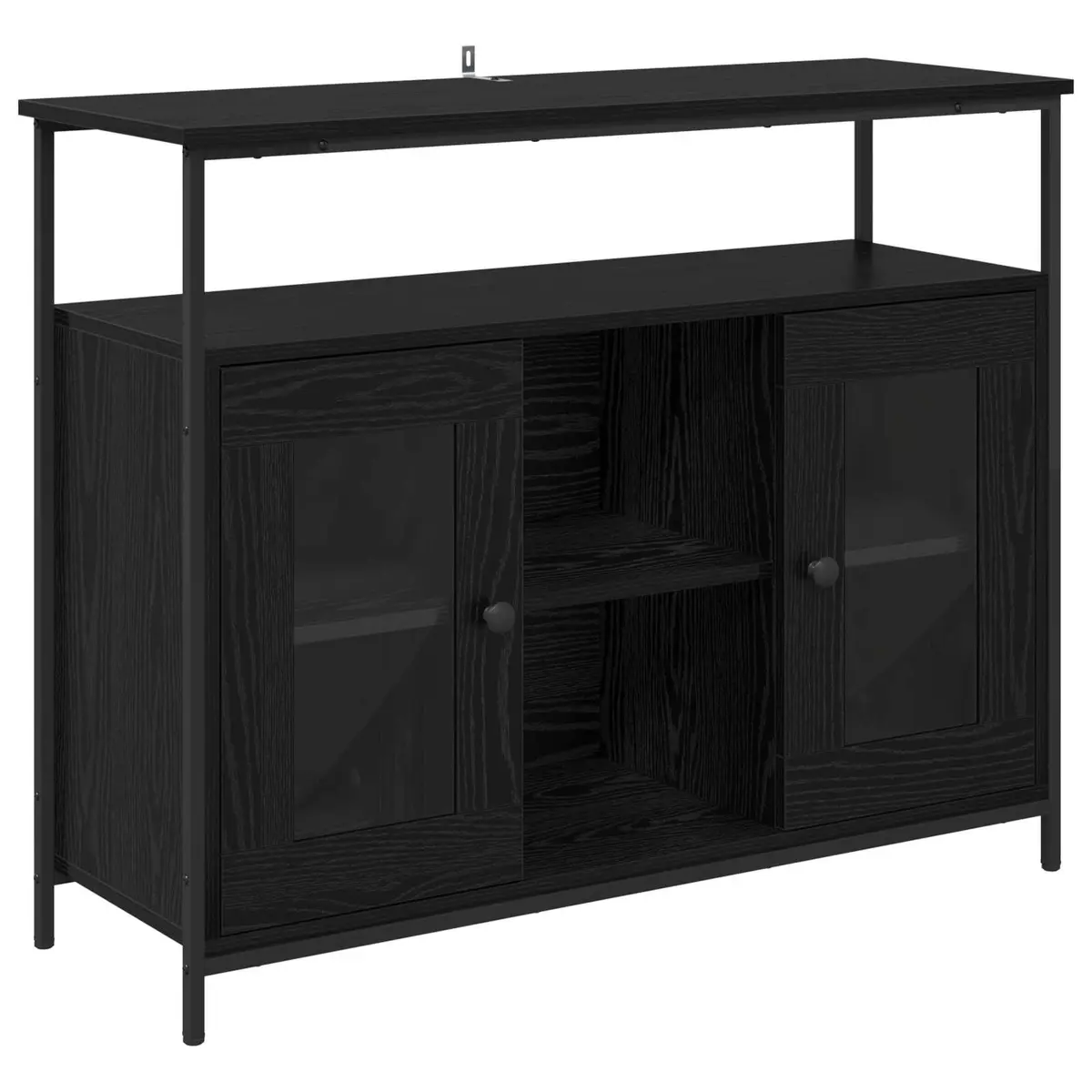 Sideboard Modern Black Oak Engineered Wood Storage Cabinet 100 x 35 x 80 cm