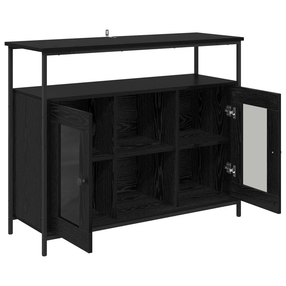 Sideboard Modern Black Oak Engineered Wood Storage Cabinet 100 x 35 x 80 cm