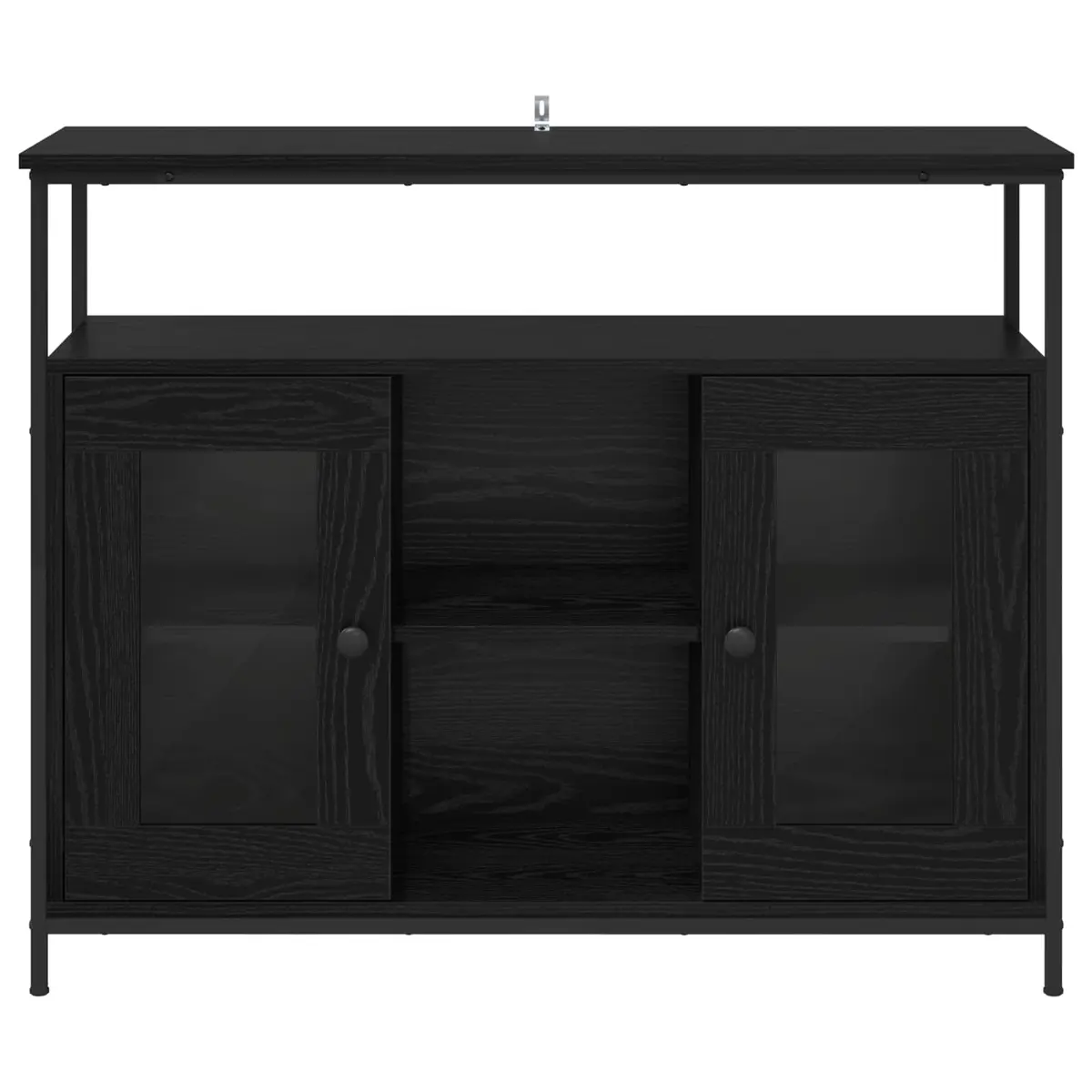 Sideboard Modern Black Oak Engineered Wood Storage Cabinet 100 x 35 x 80 cm