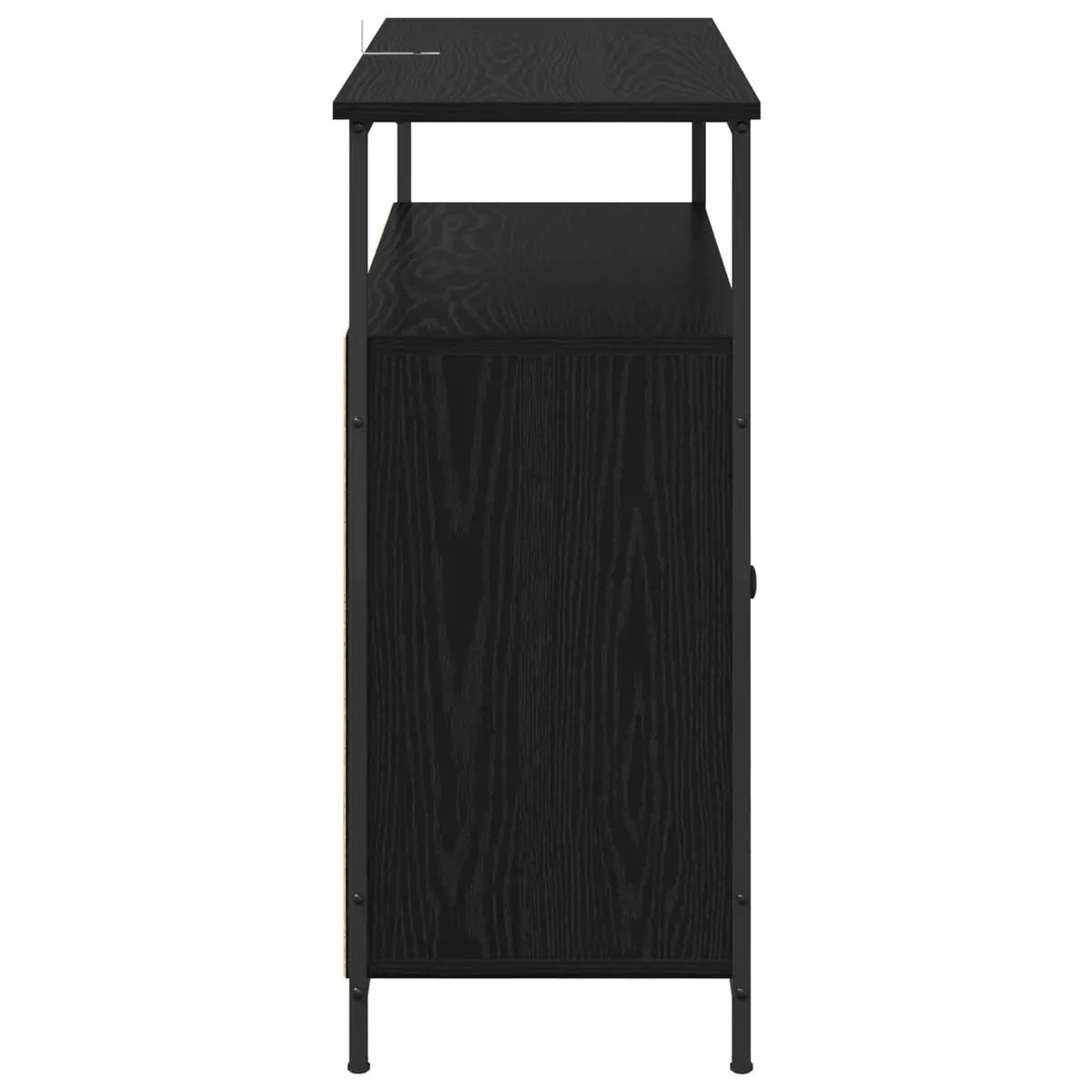 Sideboard Modern Black Oak Engineered Wood Storage Cabinet 100 x 35 x 80 cm