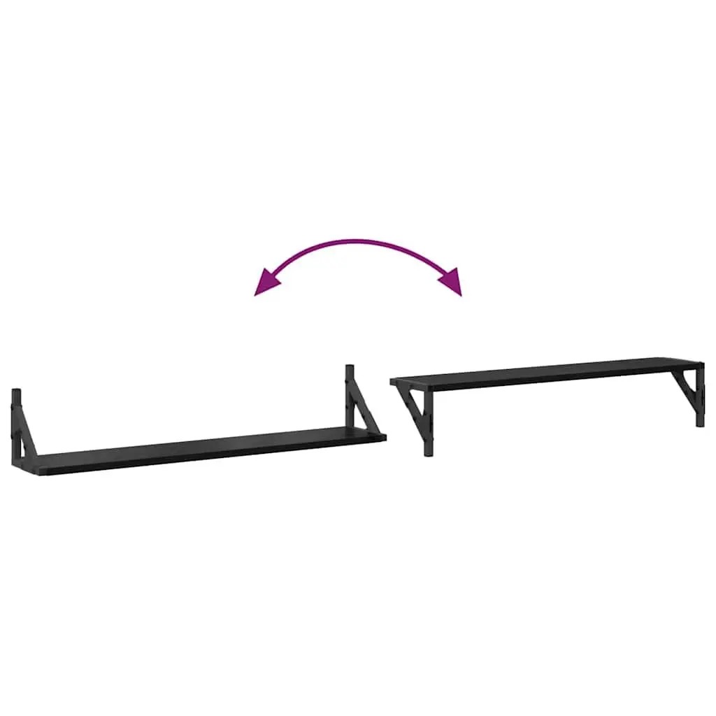 Wall Shelves Minimalist Black 80 x 15 x 15.5 cm Engineered Wood Floating Shelves 2 pcs