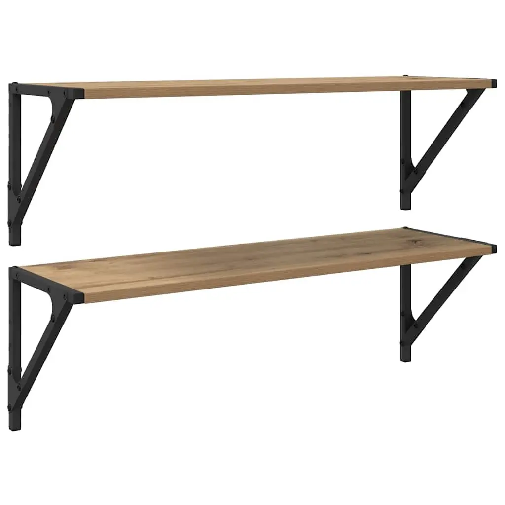 Wall Shelves Wall-Mounted Brown Engineered Wood Floating Shelves Rectangular