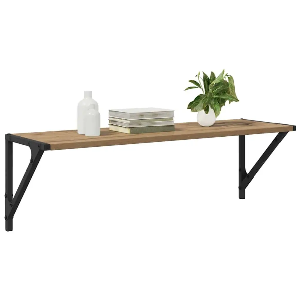 Wall Shelves Wall-Mounted Brown Engineered Wood Floating Shelves Rectangular
