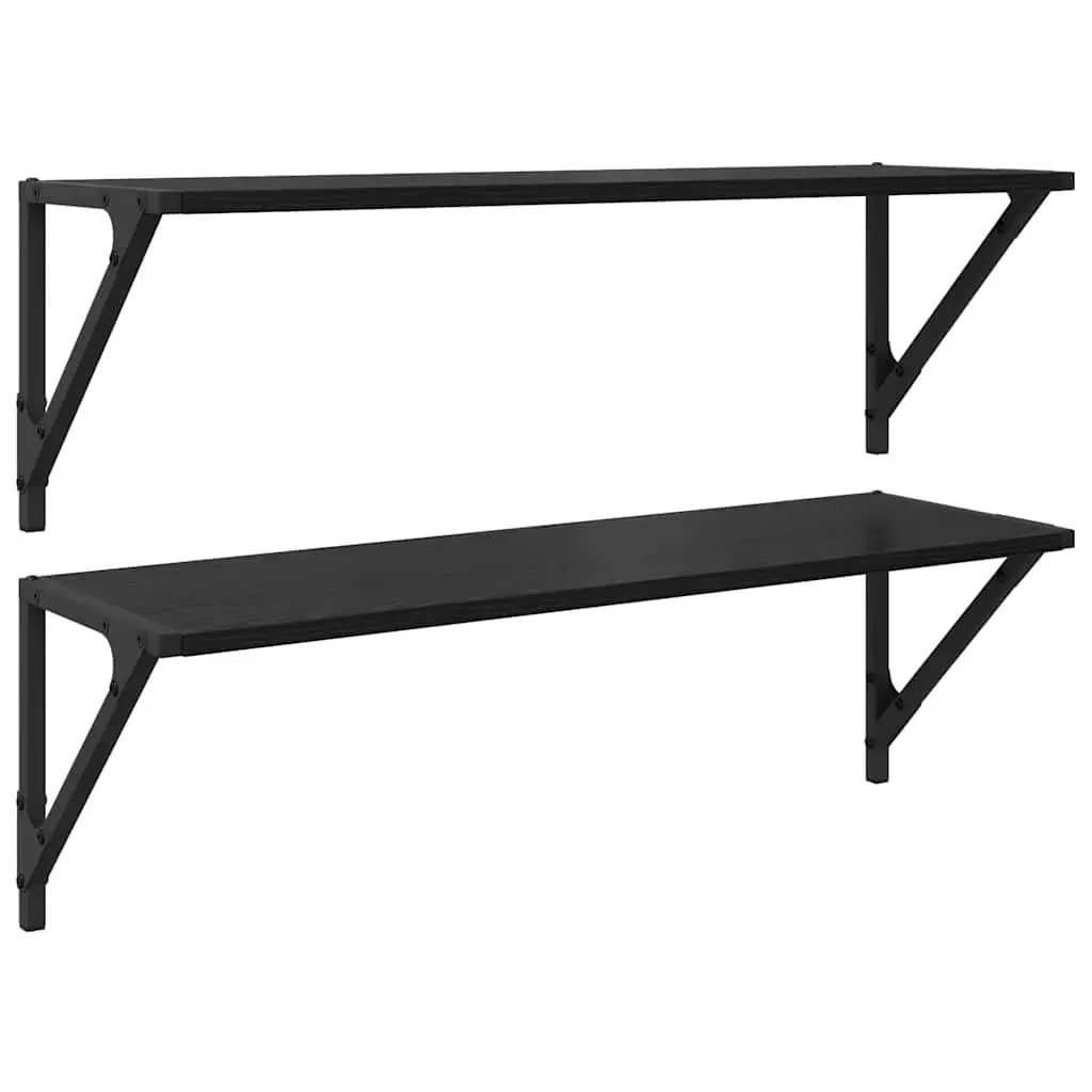 Wall Shelves Modern Floating Black 80 x 25 x 25.5 cm 2 pcs Engineered Wood