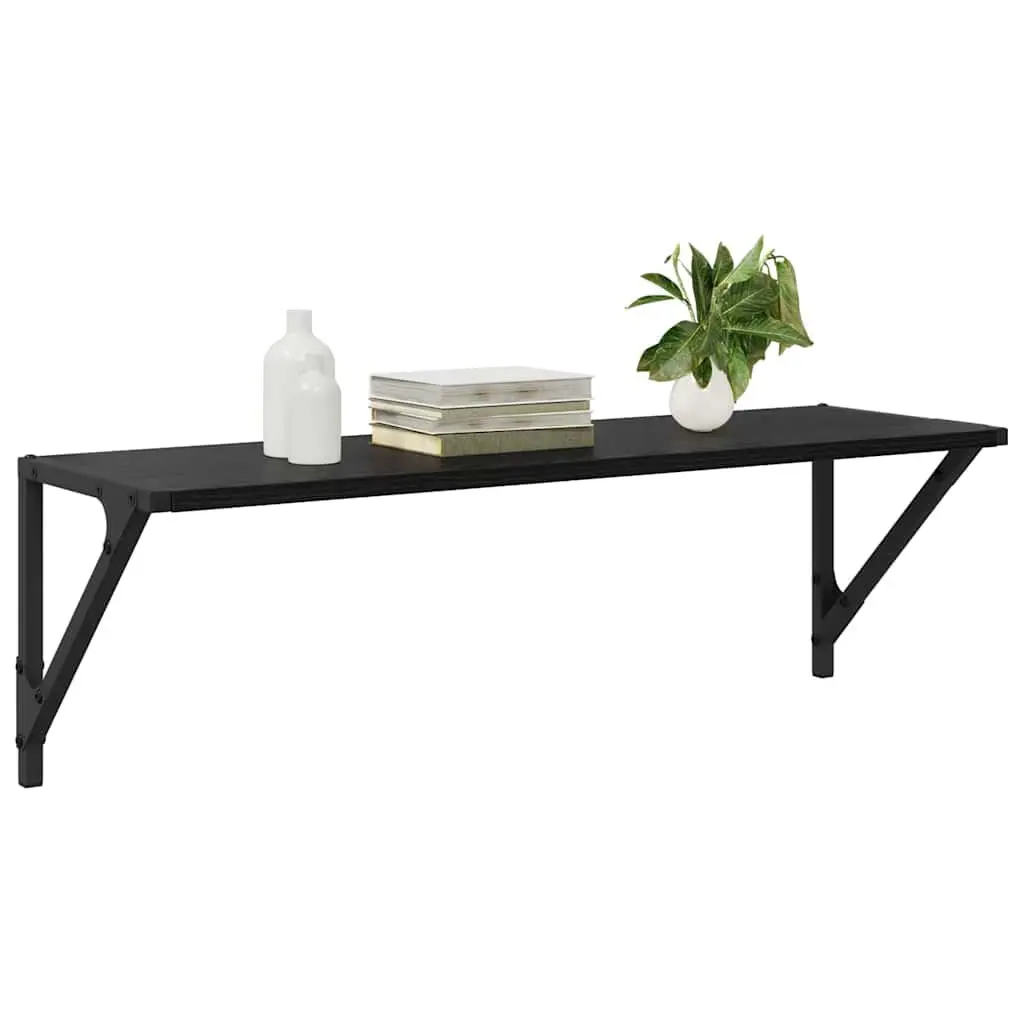 Wall Shelves Modern Floating Black 80 x 25 x 25.5 cm 2 pcs Engineered Wood