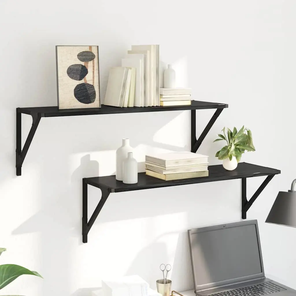Wall Shelves Modern Floating Black 80 x 25 x 25.5 cm 2 pcs Engineered Wood