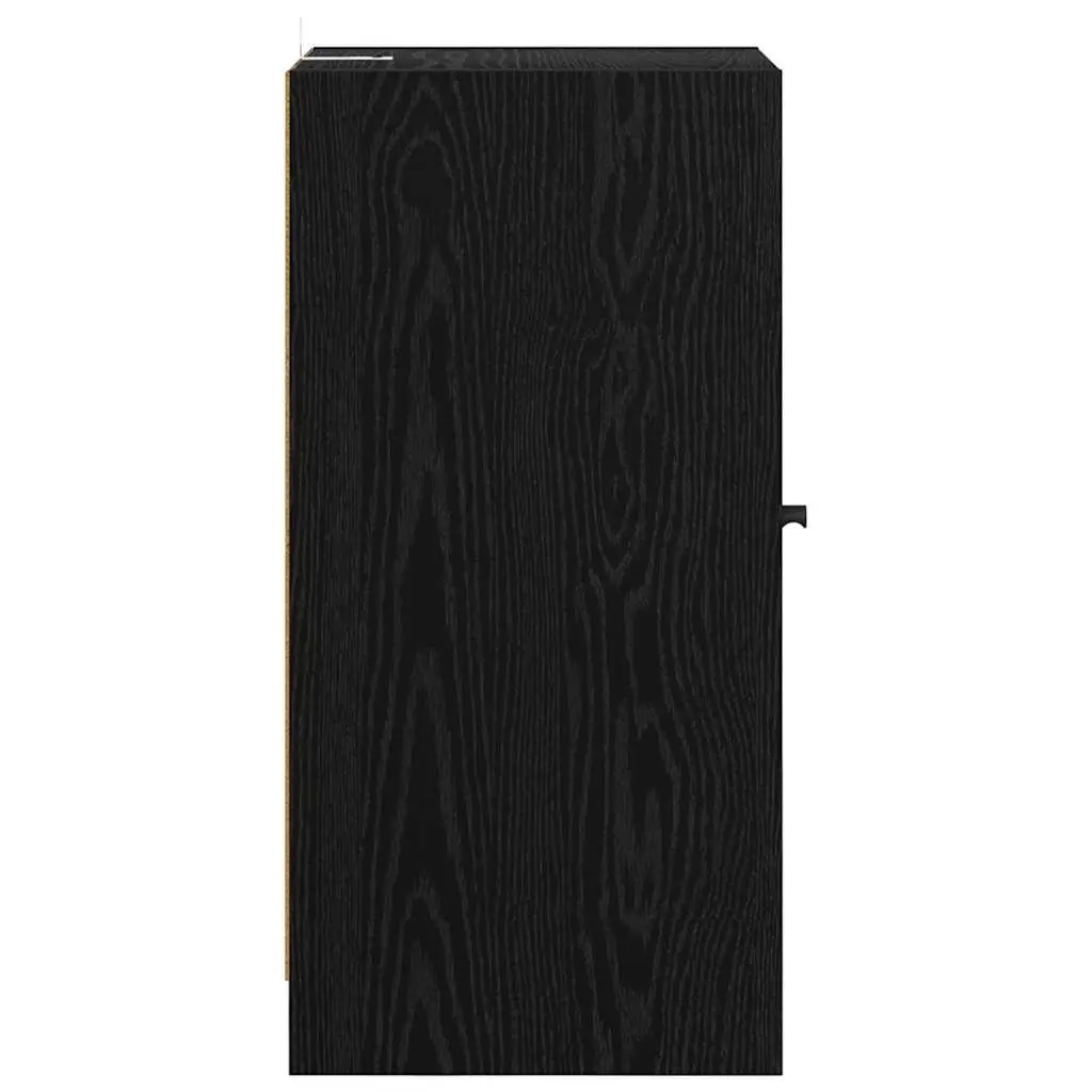 Black Sideboard with Glass Doors Modern Storage Cabinet 35 x 37 x 76 cm