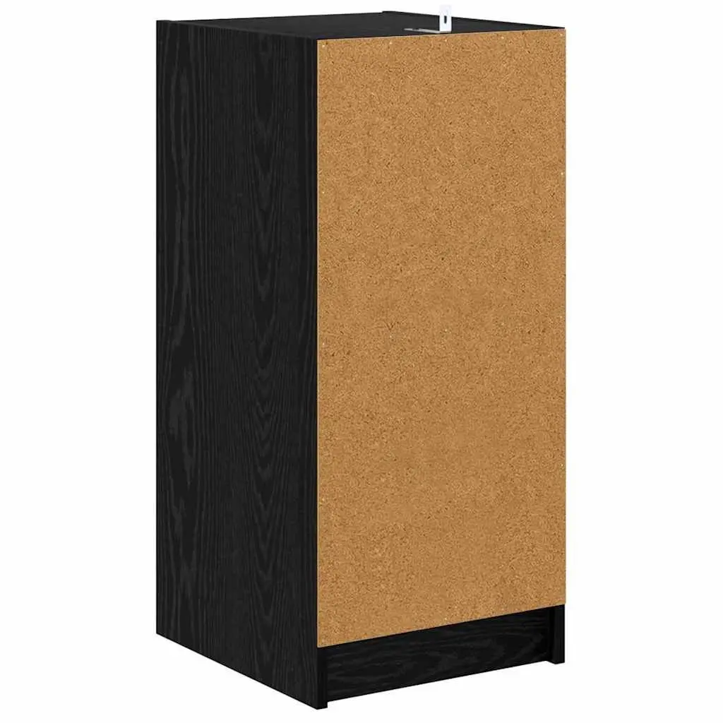 Black Sideboard with Glass Doors Modern Storage Cabinet 35 x 37 x 76 cm